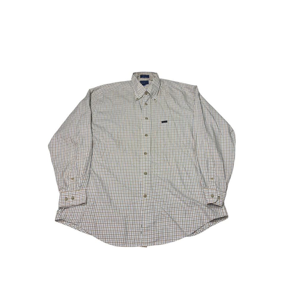 VTG Faconnable Mens Large Button Down Shirt Tattersall Check Cotton Sleeve